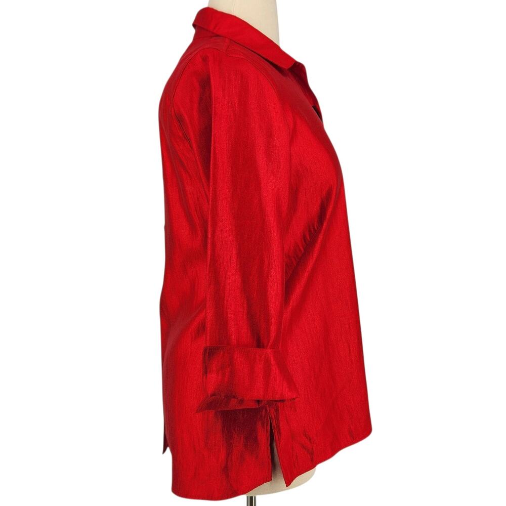 Multiples Red Shimmer Toggle Button Top 3/4 Sleev… - image 8